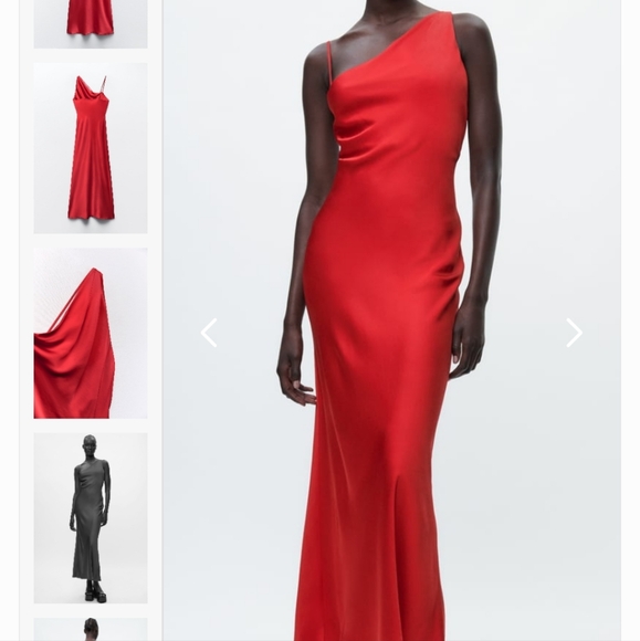 Zara Red Slip dress with bag details - Picture 1 of 11